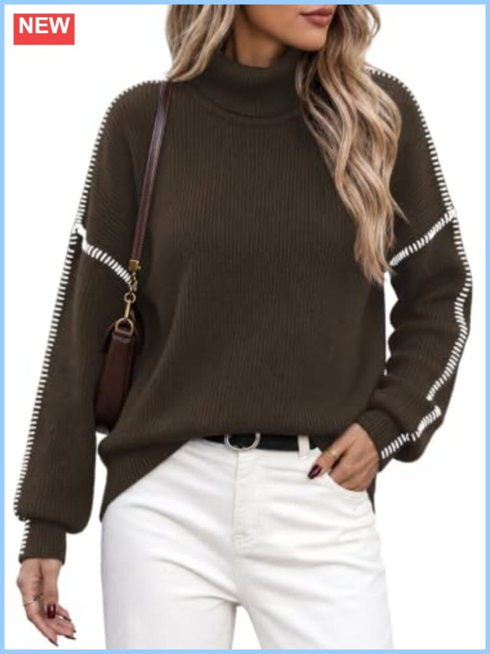Oversized Chunky Tunic Turtleneck Pullover Sweater Viscose Nylon Knit